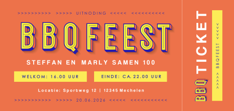 Originele uitnodiging voor BBQ-feest in oranje