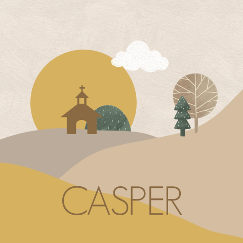 Uitnodiging communie met landschap in aardkleuren