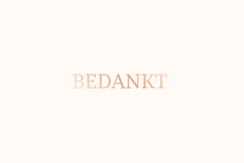 Minimalistische bedankkaart met tekst in roségoudfolie