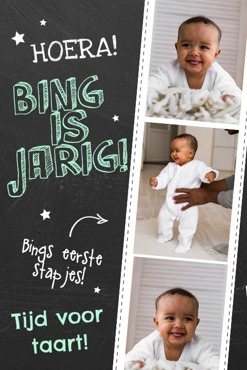Stoere verjaardagskaart jongen met krijtbordlook