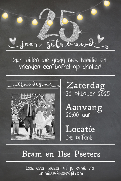 Sfeervolle jubileumkaart met kraft en lichtjes