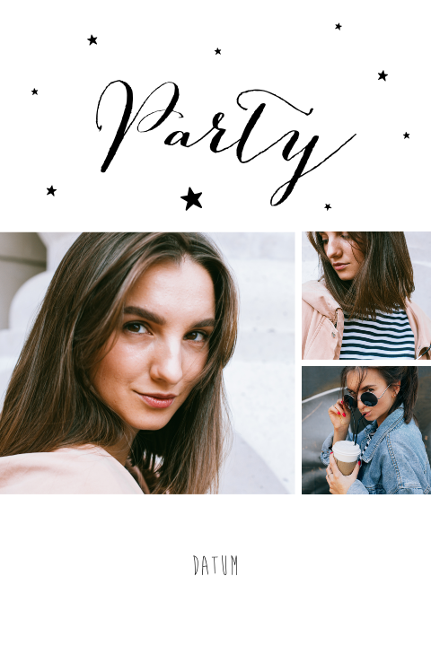 Uitnodiging zelf maken fotocollage zwart wit