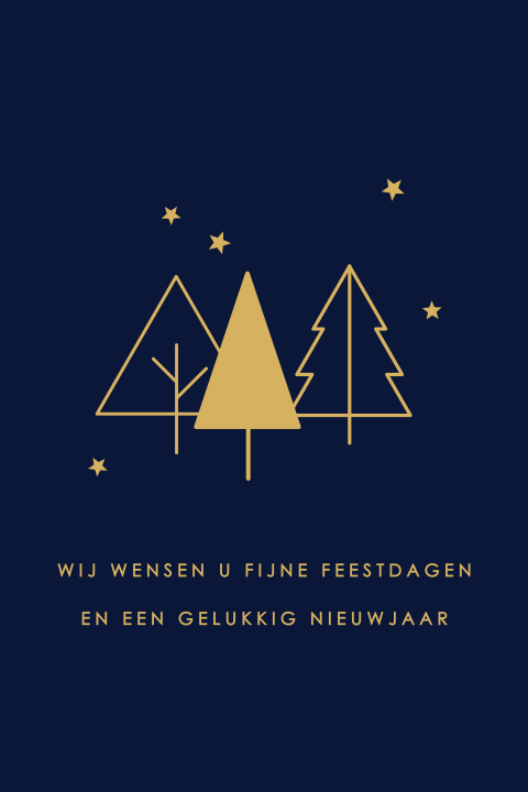 Moderne zakelijke kerstkaart met kerstbomen en sterren