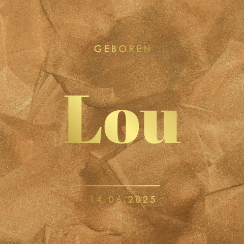 Geboortekaartje met velvet-look en goudfolie