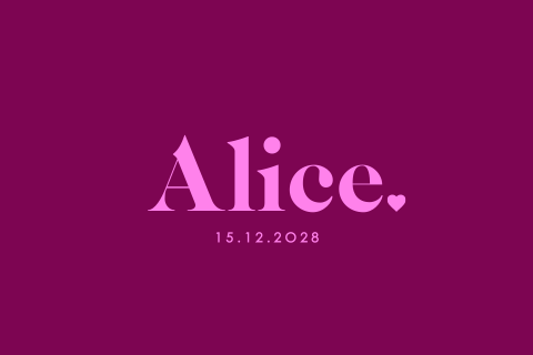 Geboortekaartje voor meisje in colorblock thema roze