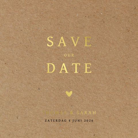 Save the date kaart met zwartfolie op kraft-look