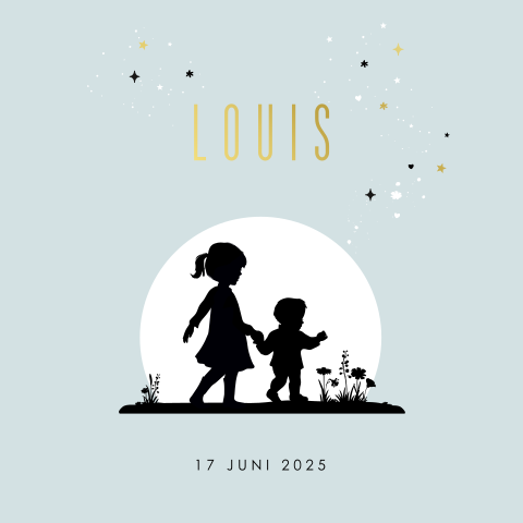 Lief geboortekaartje met silhouet en goudfolie