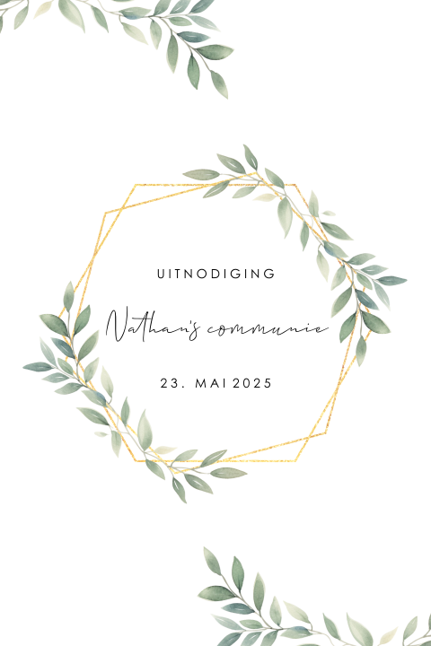 Chique communiekaart met geometrische vormen en takjes