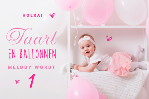 Lief kaartje kinderfeestje met ballonnen