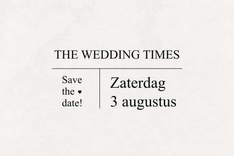 Save the date kaart in de stijl van een krant