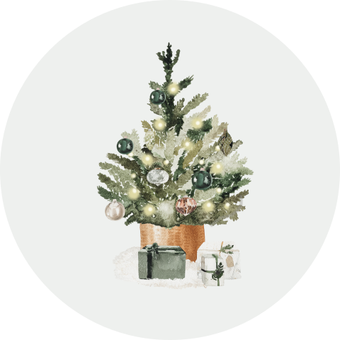 Kerststicker met kerstboom en cadeautjes - vel 25 stickers