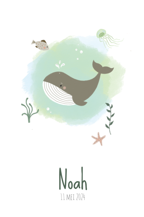 Lief geboortekaartje met zeedieren