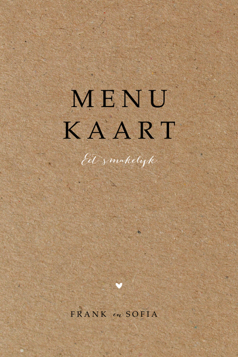 Stoere menukaart in zwart wit op kraft-look