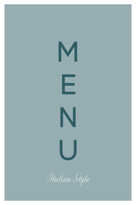 Moderne menukaart met blauwe vakken en witte kader