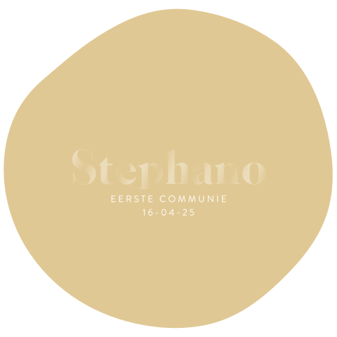 Communiekaart in organische vorm in woestijngeel met hoogglans