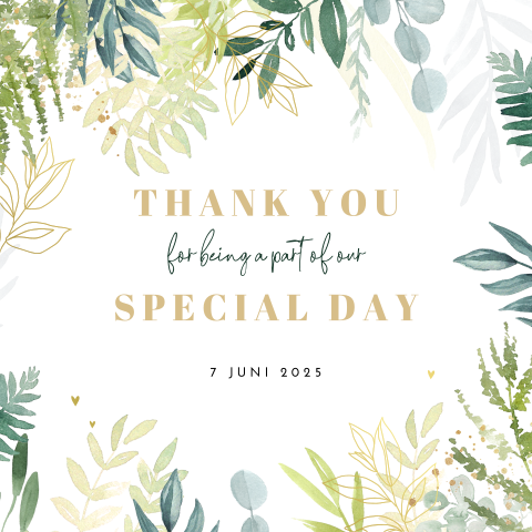 Botanische bedankkaart met takjes in watercolor