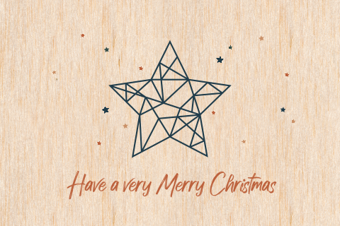 Houten kerstkaart met geometrische ster