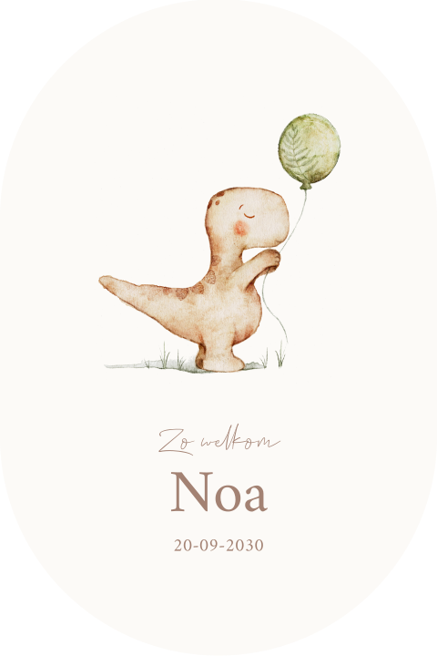 Lief geboortekaartje met aquacolour baby dino