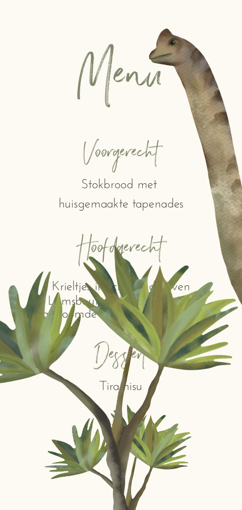 Menukaart met brachiosaurus