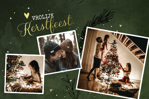 Luxe goudfolie kerstkaart met foto