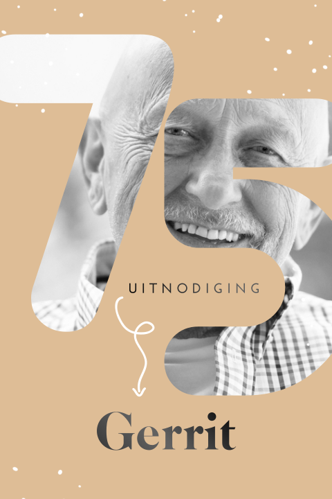 Originele uitnodiging 75 jaar met foto