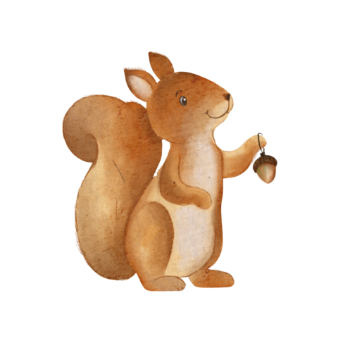 Sticker kerstkaart met schattig eekhoorntje