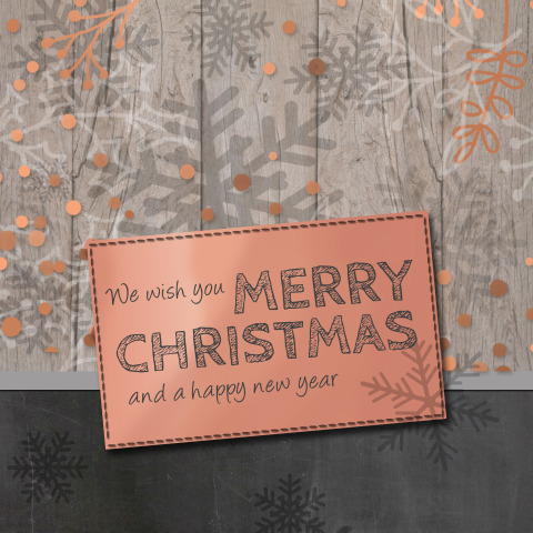 Hippe kerstkaart met houtachtergrond