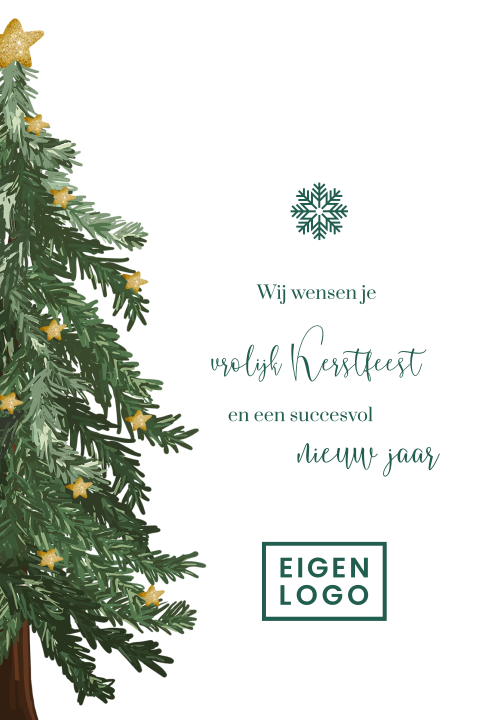 Zakelijke kerstkaart met kerstboom en eigen logo