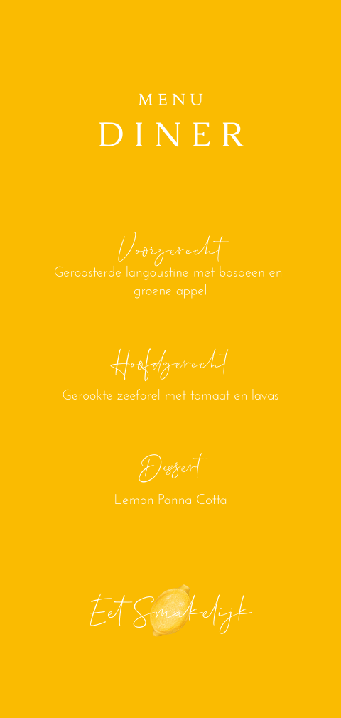 Trendy menukaart met citroen