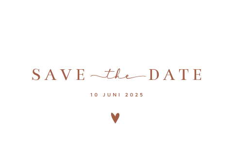 Save the date kaart met lijntekening van takjes en hartjes