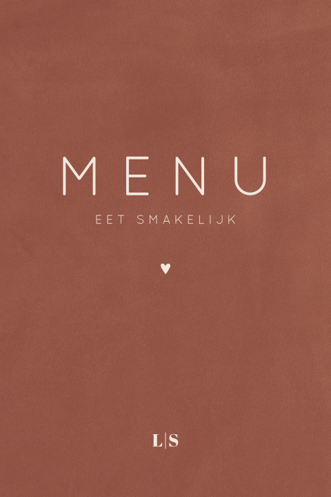 Moderne menukaart met initialen op velvet-look