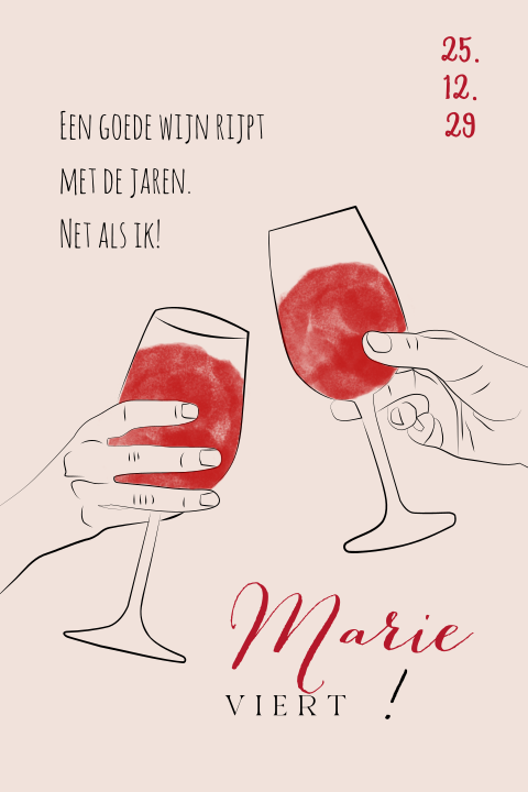 Uitnodiging voor de 60ste verjaardag met wijnglazen