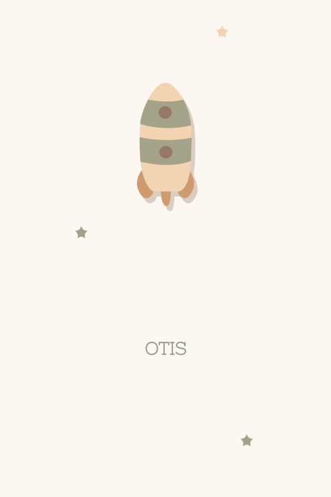 Geboortekaartje met goudfolie en raket