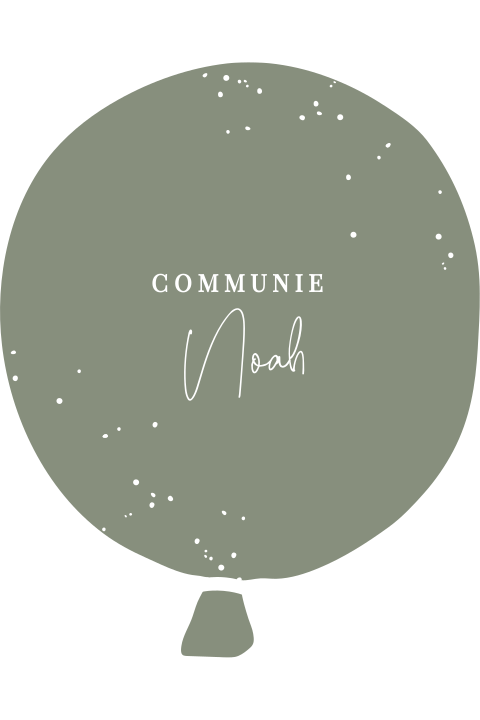 Originele communiekaart in een vorm van een ballon - groen