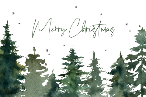 Kerstkaart met kerstbomen