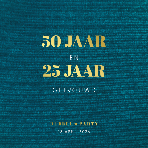 Dubbel feest uitnodiging met goudfolie en jeanslook