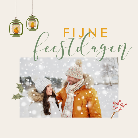 Kerstkaart fijne feestdagen met eigen foto