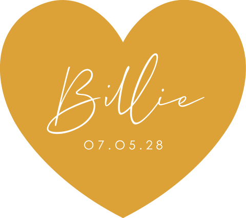 Sticker in hartjes vorm met gele achtergrond