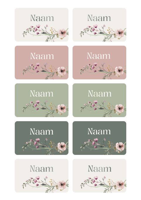 Naamkaartjes met bloemen en hoogglans
