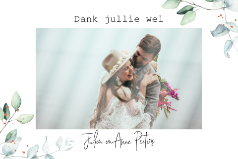 Bedankkaart met foto en takjes in watercolor