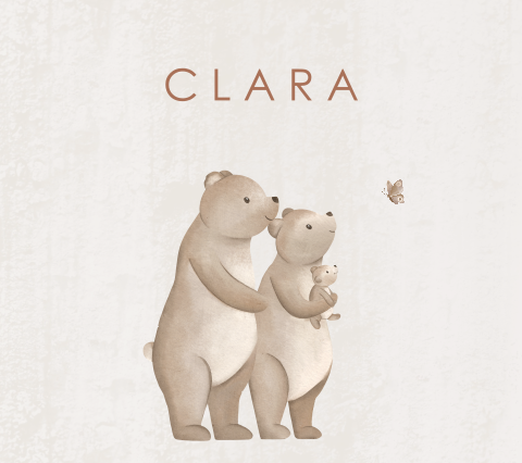 Lief geboortekaartje met beren gezin