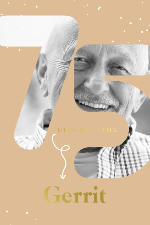 Originele uitnodiging 75 jaar met foto
