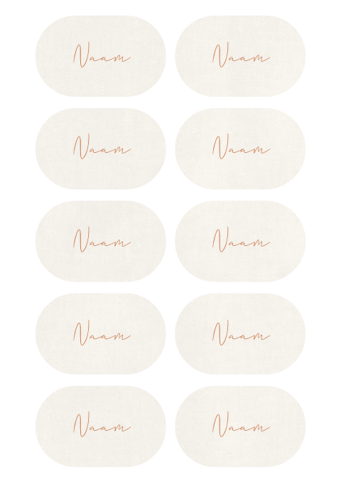 Naamkaartjes ovaal in neutrale kleuren