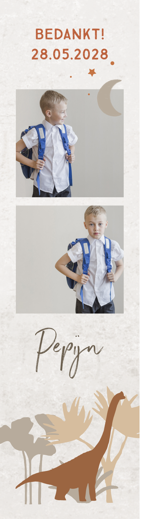 Boekenlegger jongen dino silhouette