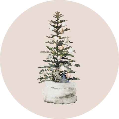 Sticker met versierde kerstboom - vel van 25 stickers