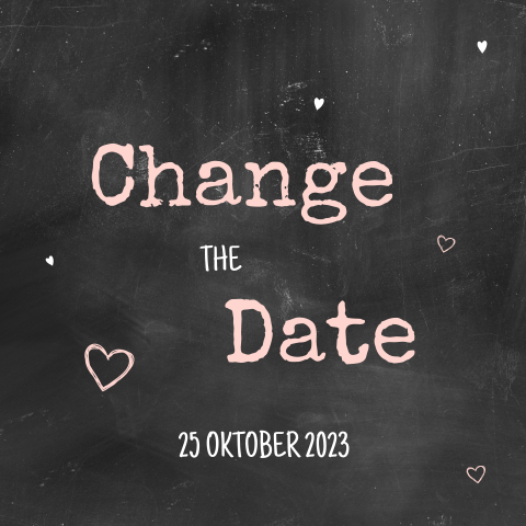 Stoere change the date kaart met krijtbord achtergrond