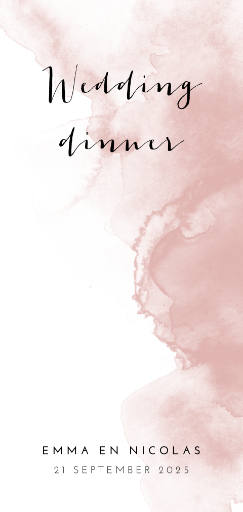 Menukaart met leuke lettertypes en roze watercolor