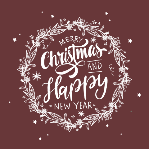 Vierkante kerstkaart met leuke tekst en krans