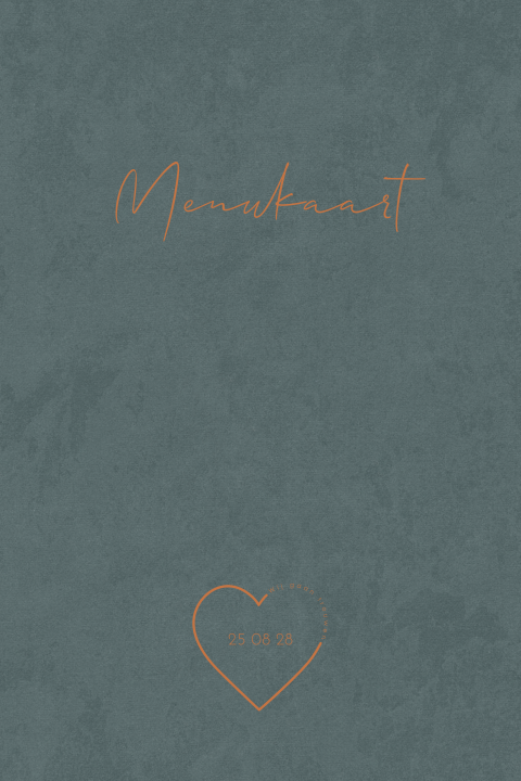 Menukaart velvet-look met hart en tekst