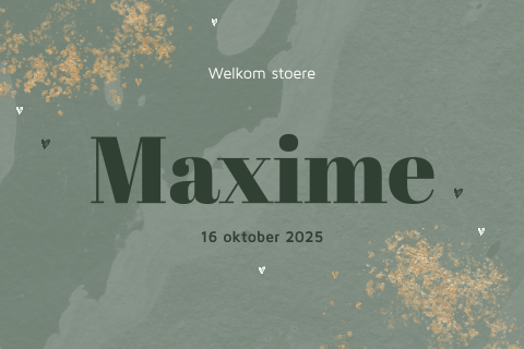 Stoer geboortekaartje met groene achtergrond